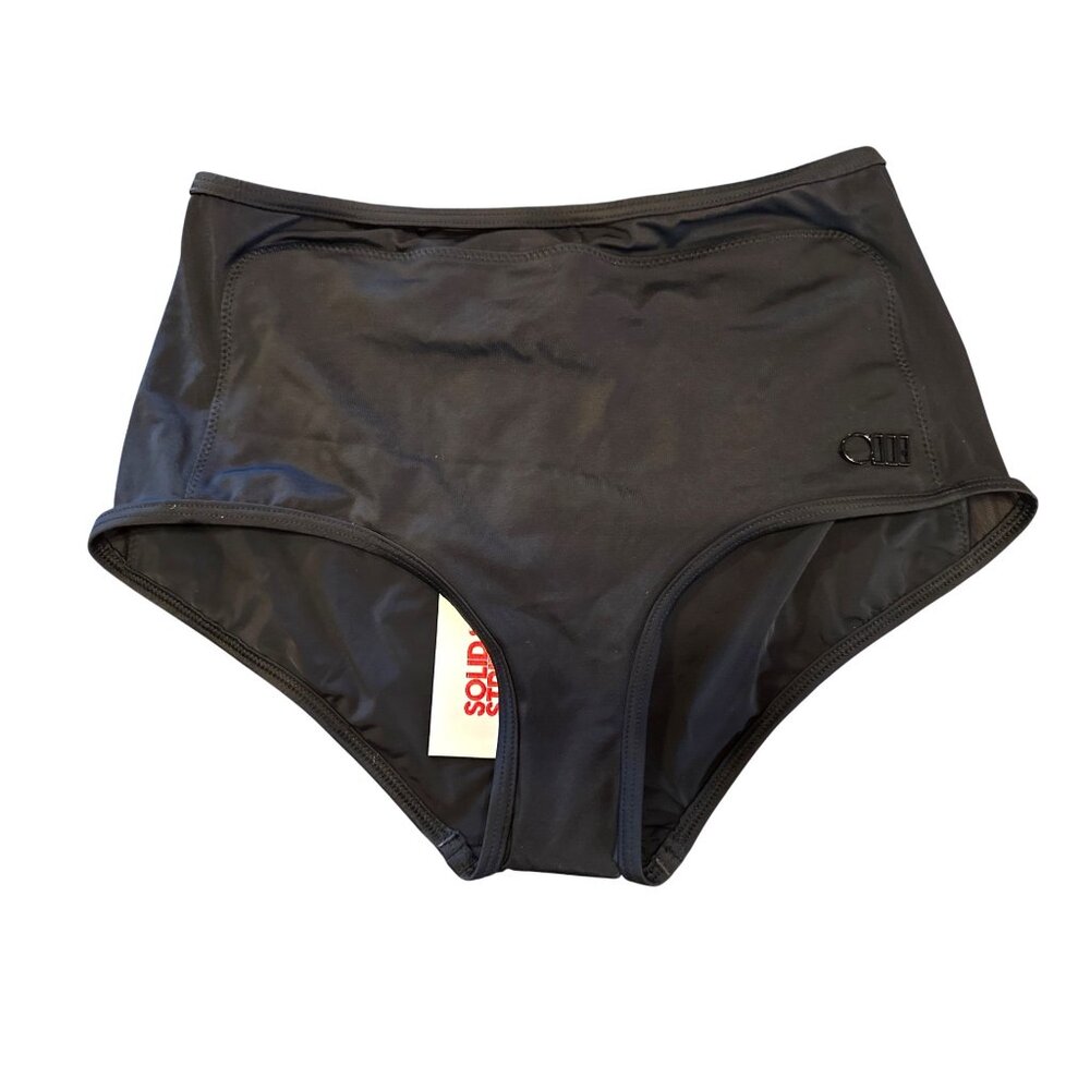 Solid & Striped Black High-Waisted Bikini Bottoms Size M Nylon Blend With Tags